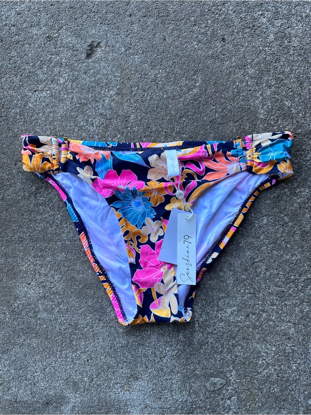 Sunshine 79 Sunflower Basic Floral Hipster Bikini Bottoms